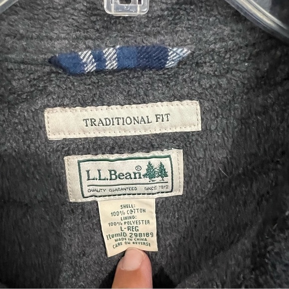 LL Bean Men's Fleece-Lined Flannel Shirt Traditional Fit large blue plaid - Picture 7 of 7